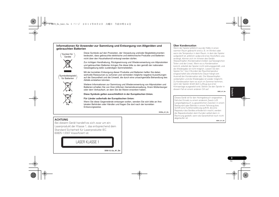 Laser klasse 1 | Pioneer XC-HM70-K User Manual | Page 99 / 224