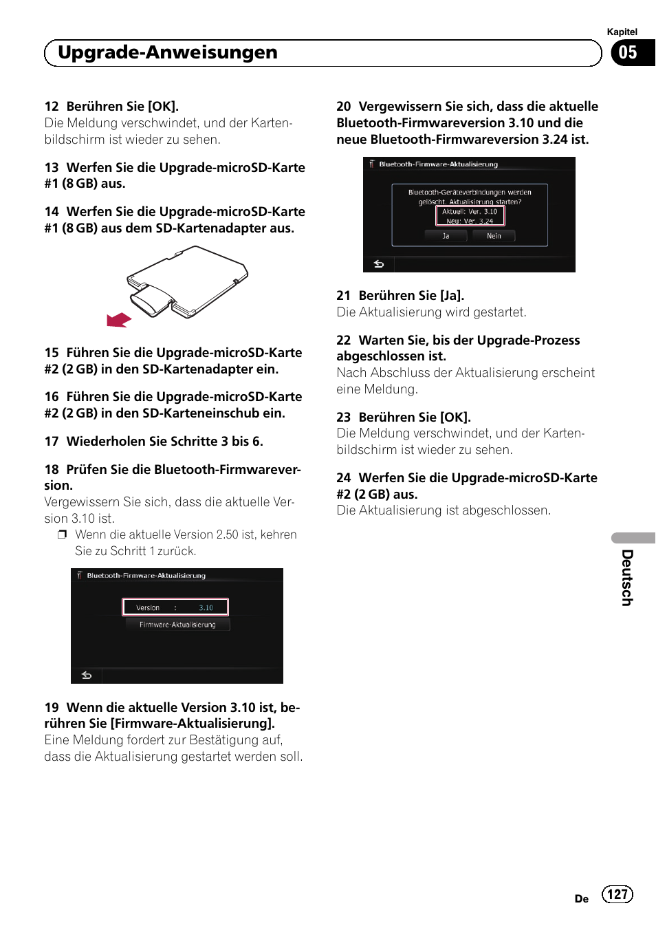 05 upgrade-anweisungen | Pioneer AVIC-F10BT User Manual | Page 127 / 164