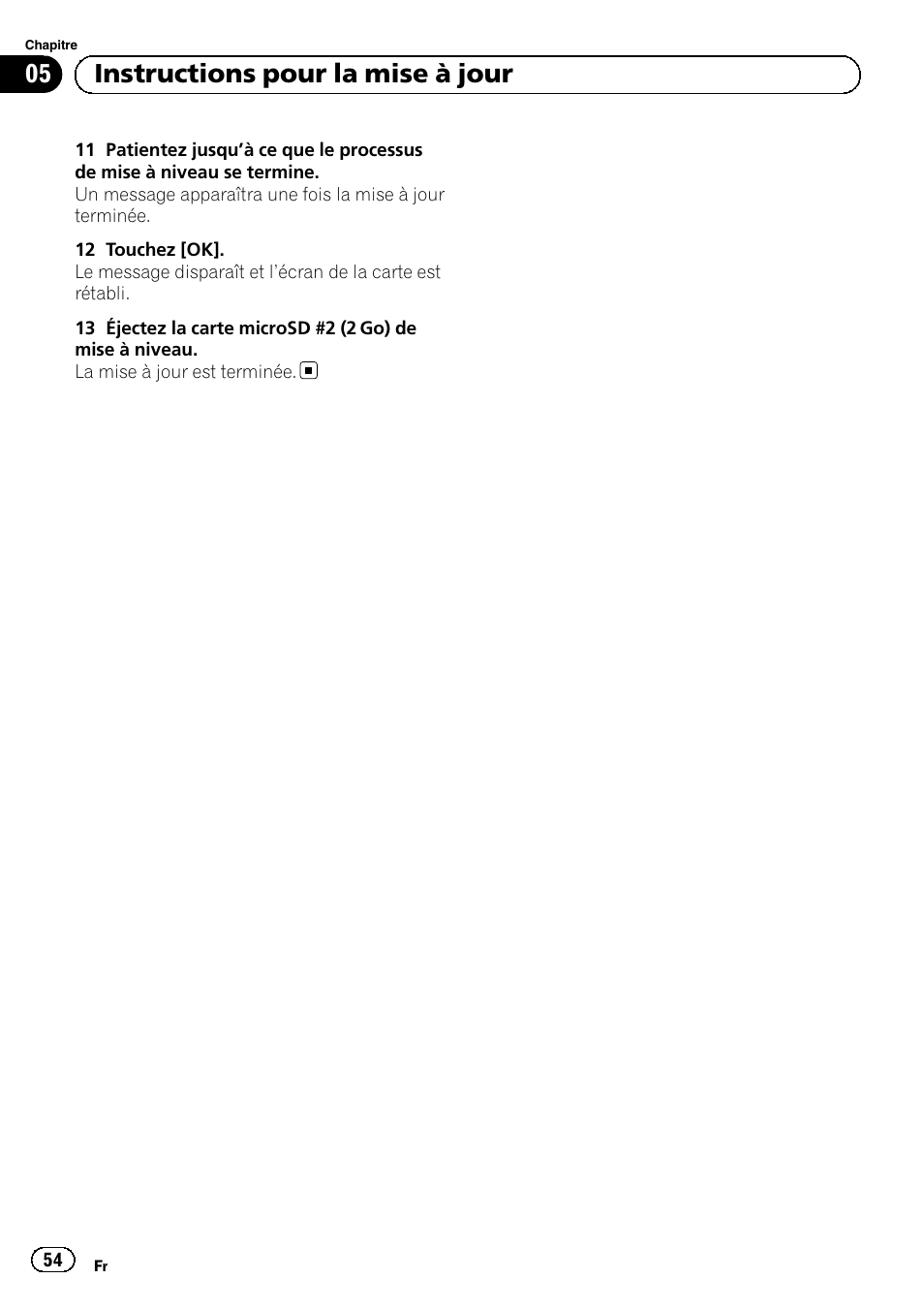 05 instructions pour la mise à jour | Pioneer AVIC-F10BT User Manual | Page 54 / 164