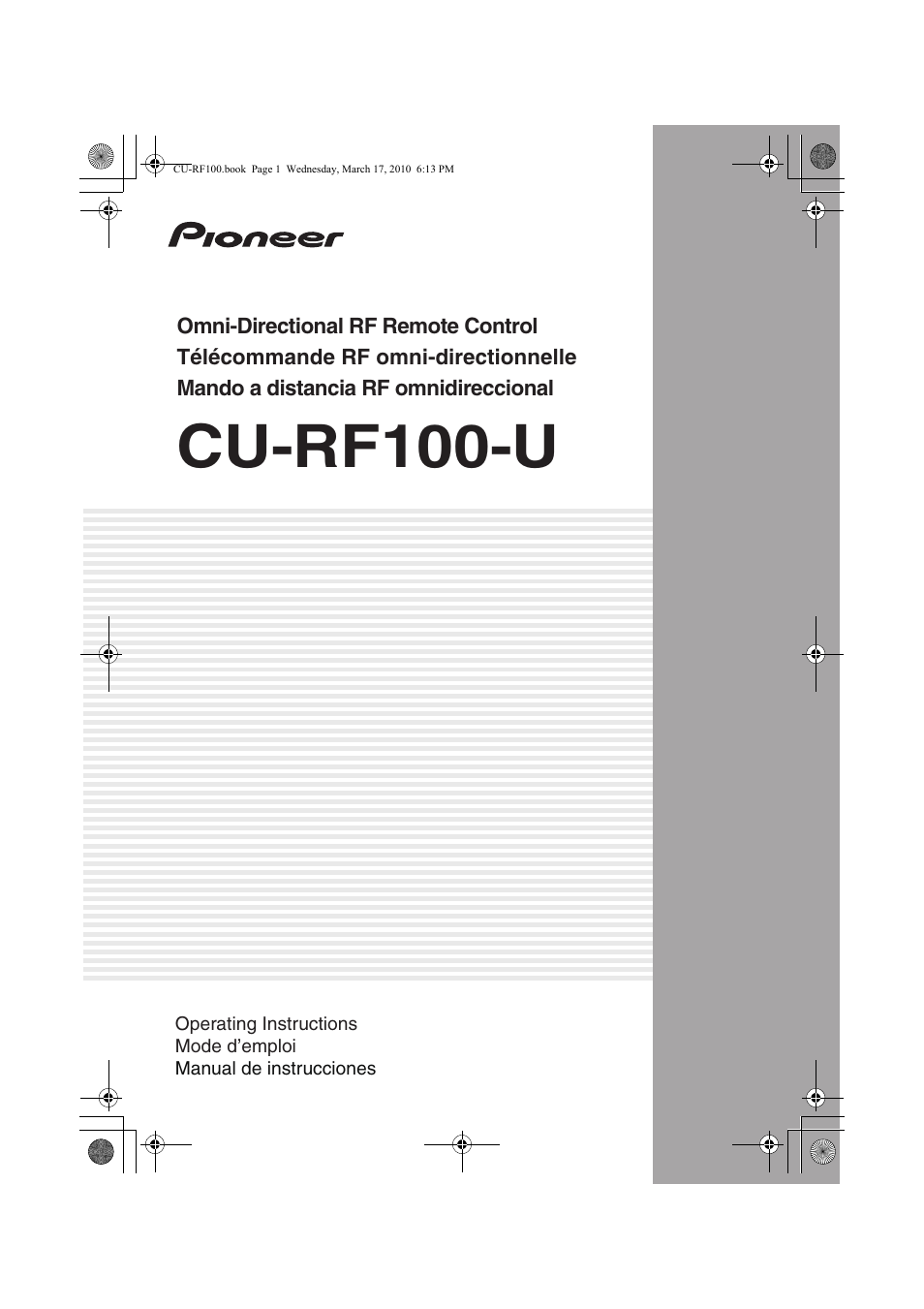Pioneer CU-RF100-U User Manual | 84 pages