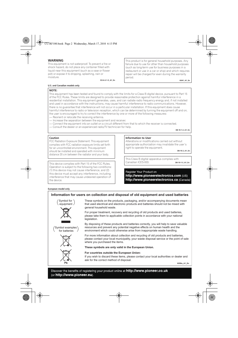 Pioneer CU-RF100-U User Manual | Page 2 / 84