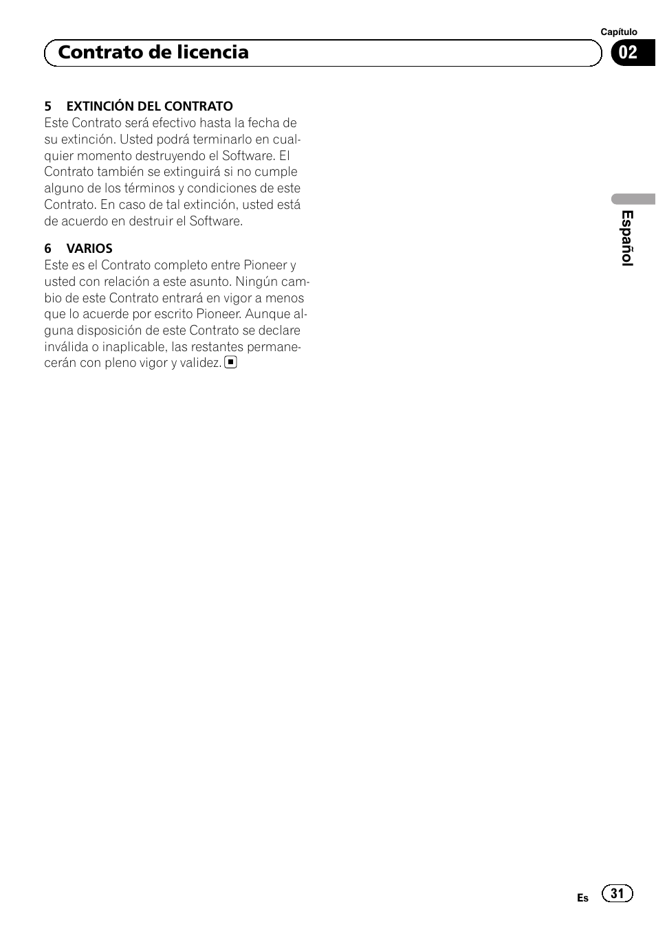 02 contrato de licencia | Pioneer AVIC-F20BT User Manual | Page 31 / 120