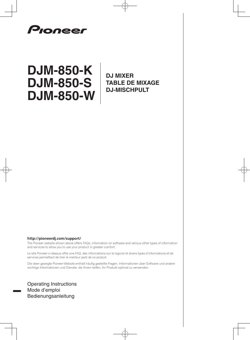 Pioneer DJM-850-W User Manual | 84 pages