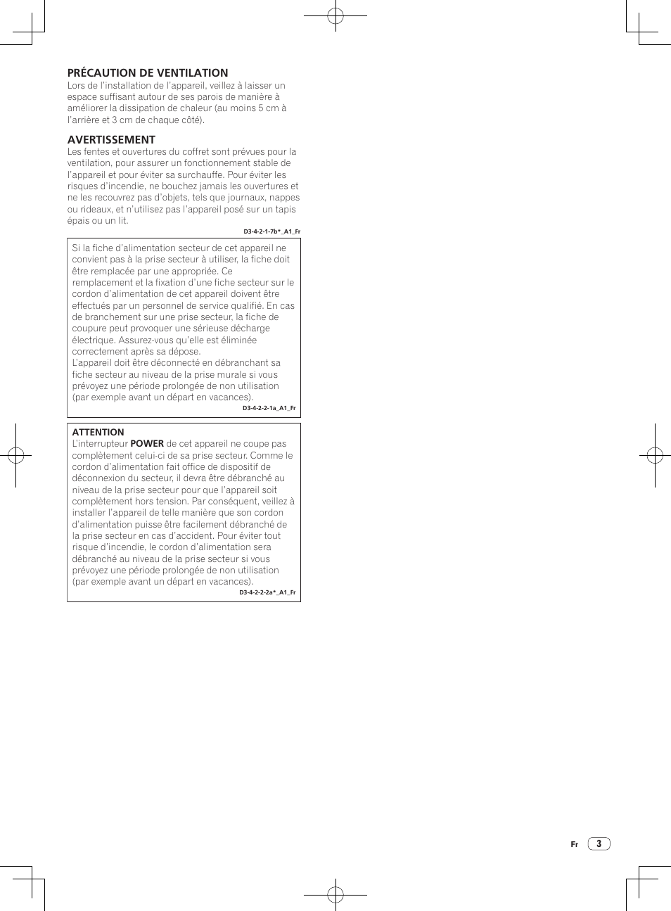 Précaution de ventilation, Avertissement | Pioneer DJM-850-W User Manual | Page 29 / 84