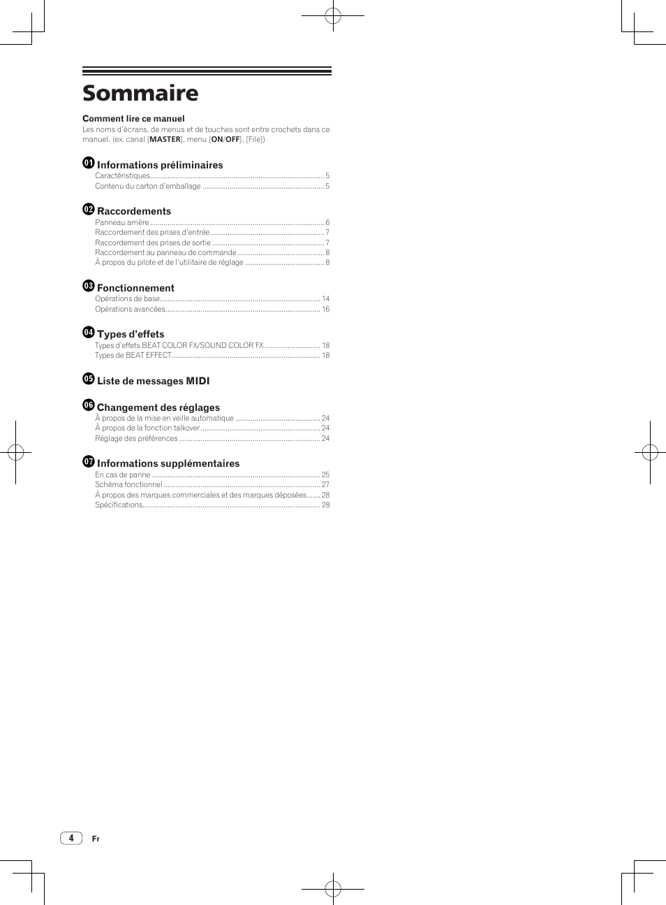 Table de mixage, Mode d’emploi, Sommaire | Pioneer DJM-850-W User Manual | Page 30 / 84