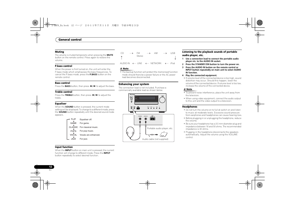 Enhancing your system, Timer | Pioneer XC-HM70-K User Manual | Page 12 / 224