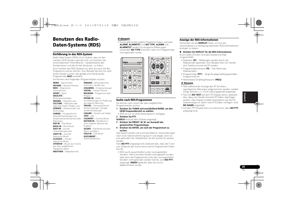 Benutzen des radio-daten-systems (rds), Einführung in das rds-system, Benutzen des radio- daten-systems (rds) | Pioneer XC-HM70-K User Manual | Page 121 / 224