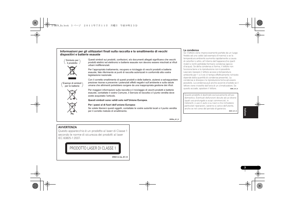 Prodotto laser di classe 1 | Pioneer XC-HM70-K User Manual | Page 129 / 224