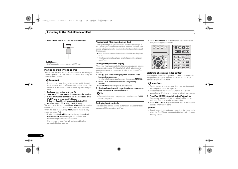 Playing an ipod, iphone or ipad | Pioneer XC-HM70-K User Manual | Page 18 / 224