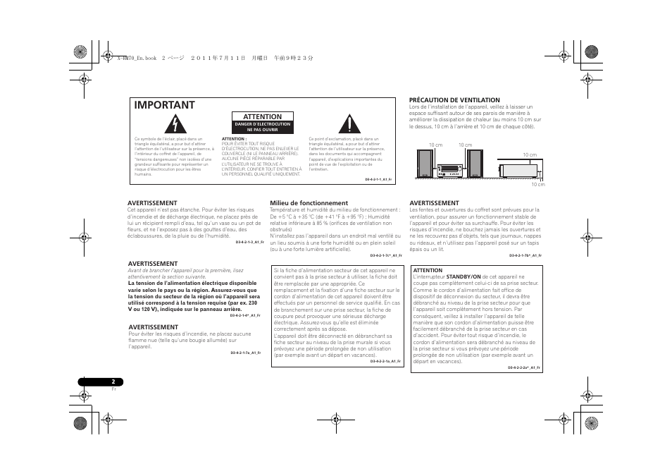 Important, Timer | Pioneer XC-HM70-K User Manual | Page 32 / 224