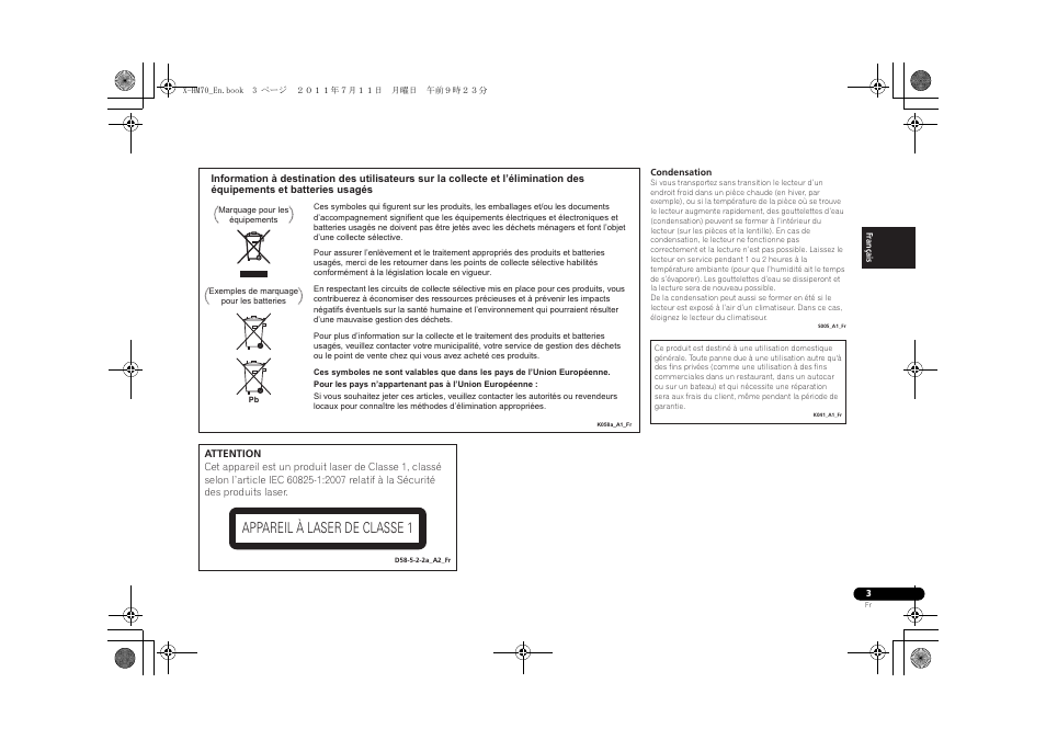 Appareil à laser de classe 1 | Pioneer XC-HM70-K User Manual | Page 33 / 224