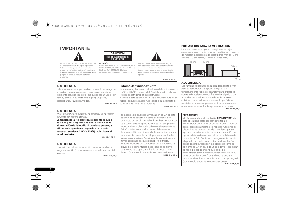 Importante, Timer | Pioneer XC-HM70-K User Manual | Page 68 / 224