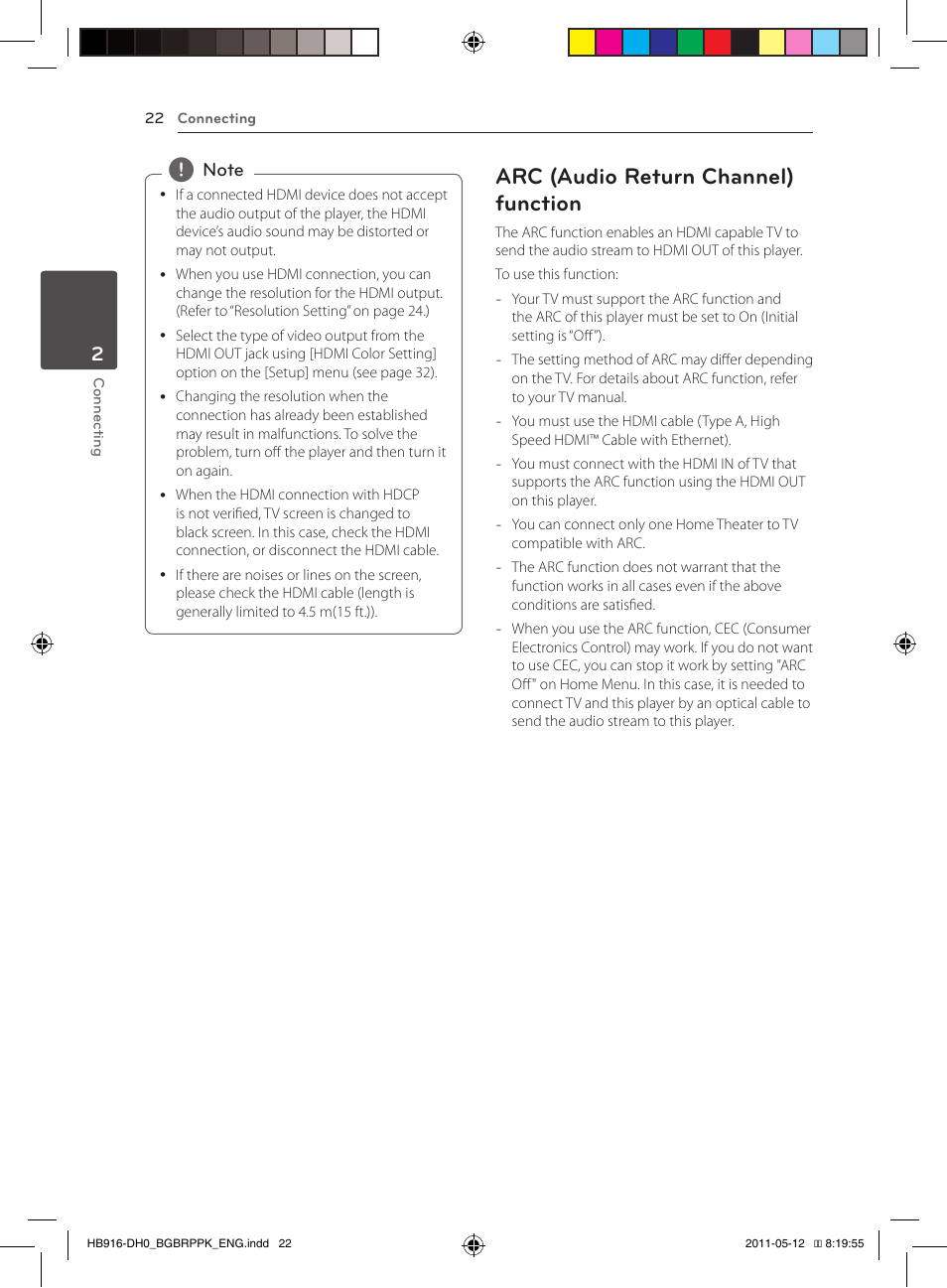 Arc (audio return channel) function | Pioneer BCS-212 User Manual | Page 22 / 72
