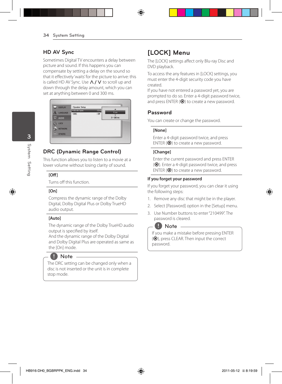 Lock] menu | Pioneer BCS-212 User Manual | Page 34 / 72