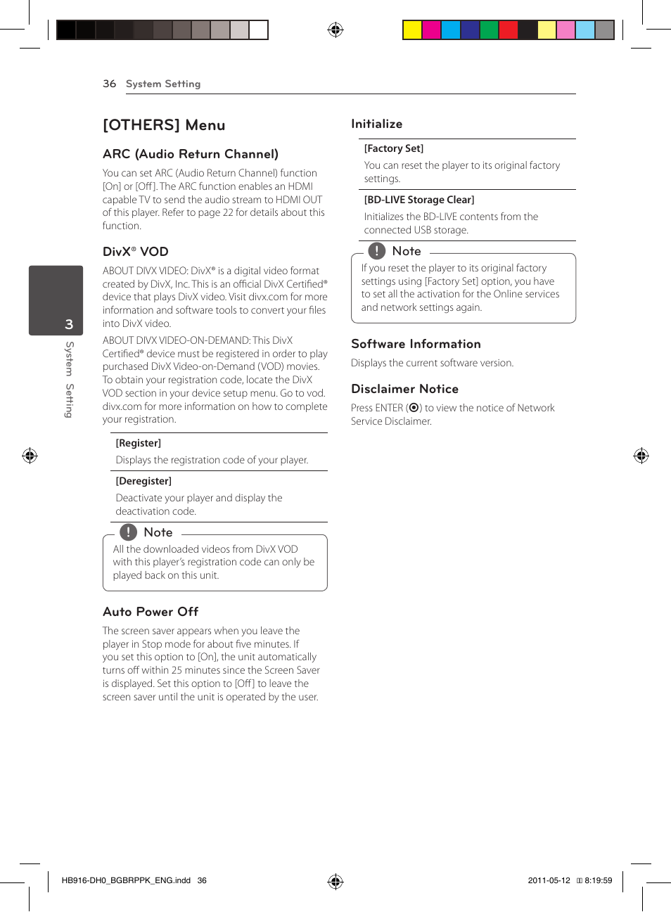 Others] menu | Pioneer BCS-212 User Manual | Page 36 / 72