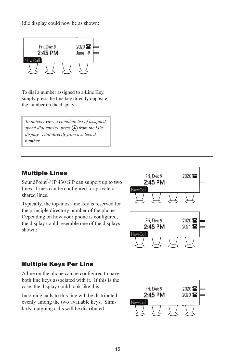 Multiple lines, Multiple keys per line | ADTRAN Polycom SoundPoint IP 430 User Manual | Page 18 / 31
