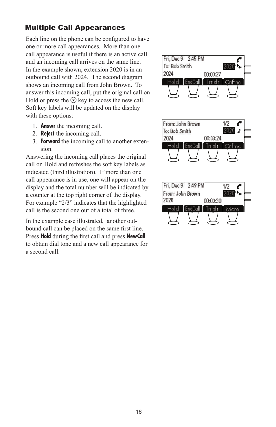 Multiple call appearances | ADTRAN Polycom SoundPoint IP 430 User Manual | Page 19 / 31