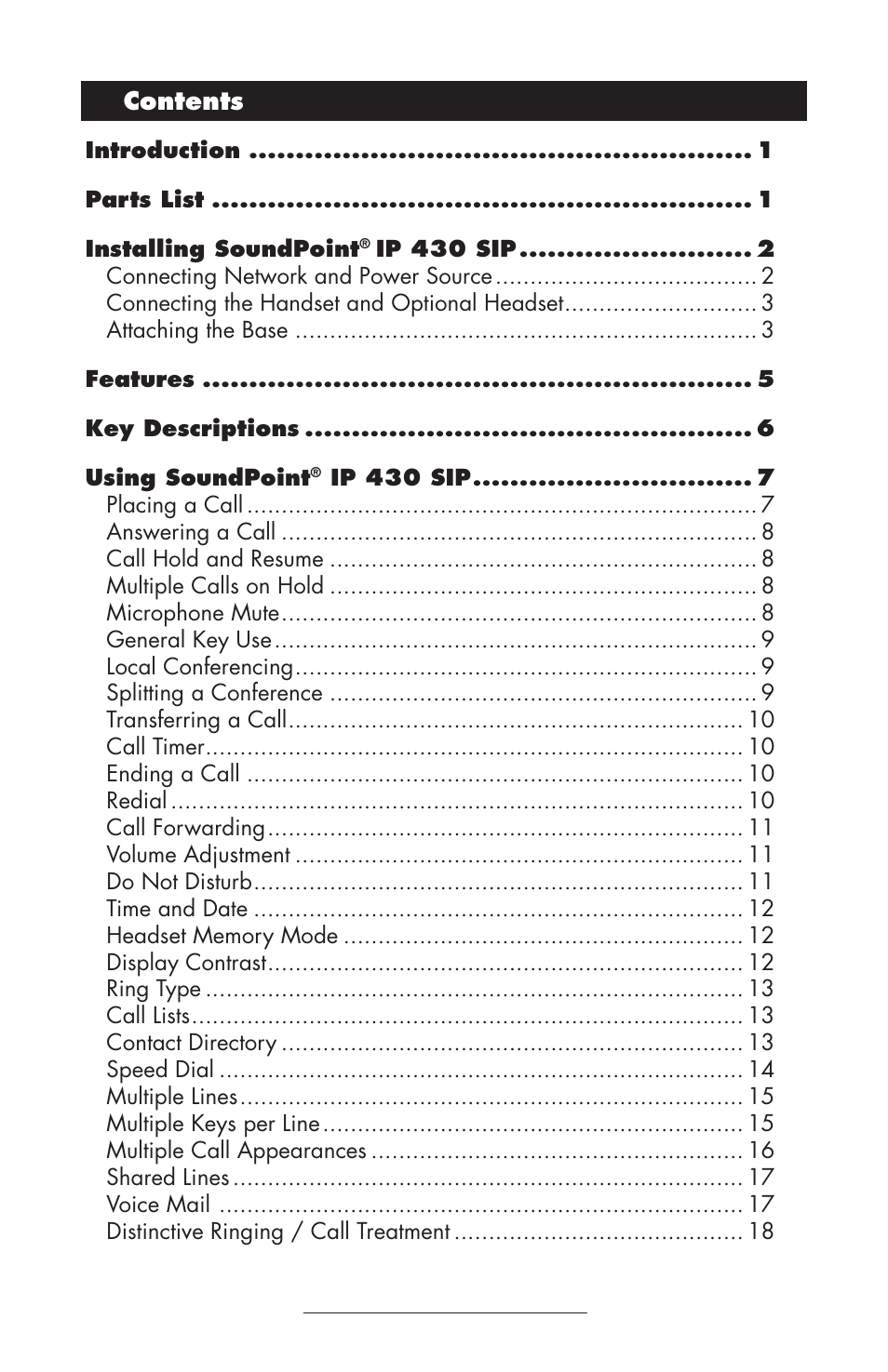 ADTRAN Polycom SoundPoint IP 430 User Manual | Page 2 / 31