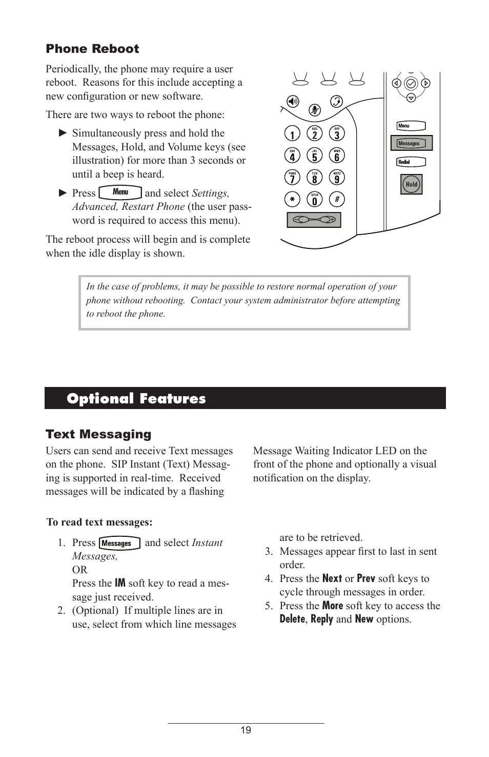 Optional features | ADTRAN Polycom SoundPoint IP 430 User Manual | Page 22 / 31