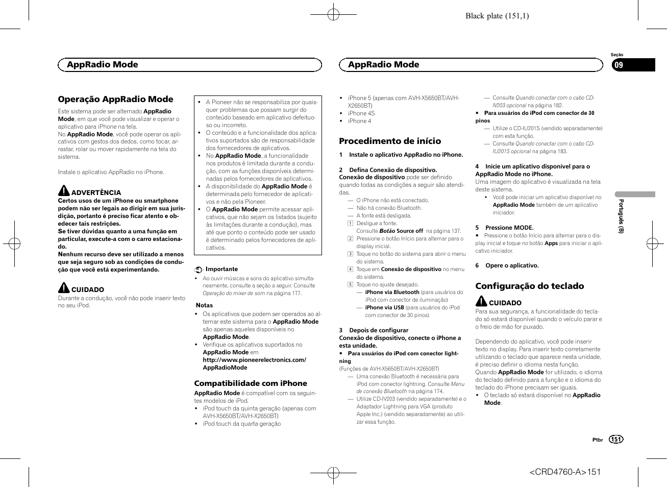 Appradio mode operação appradio mode, Procedimento de início, Configuração do teclado | Operação appradio mode, Appradio mode | Pioneer AVH-X2650BT User Manual | Page 151 / 200