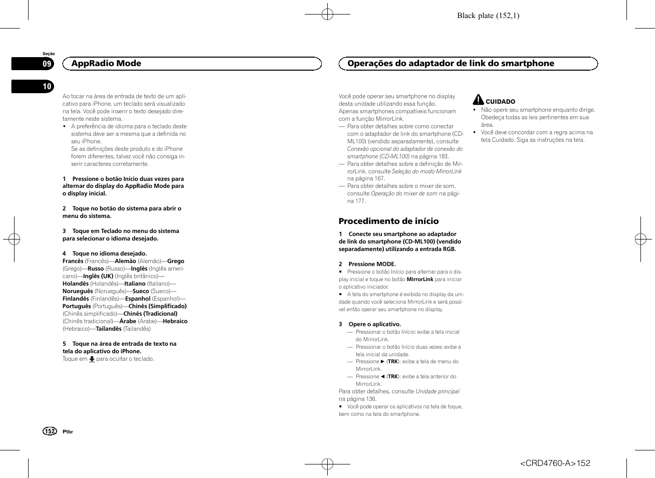 Procedimento de início, Appradio mode, Operações do adaptador de link do smartphone | Pioneer AVH-X2650BT User Manual | Page 152 / 200