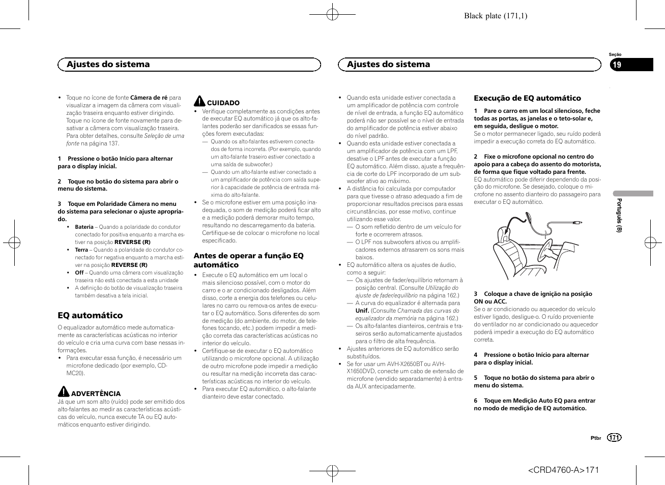 Eq automático, Ajustes do sistema | Pioneer AVH-X2650BT User Manual | Page 171 / 200