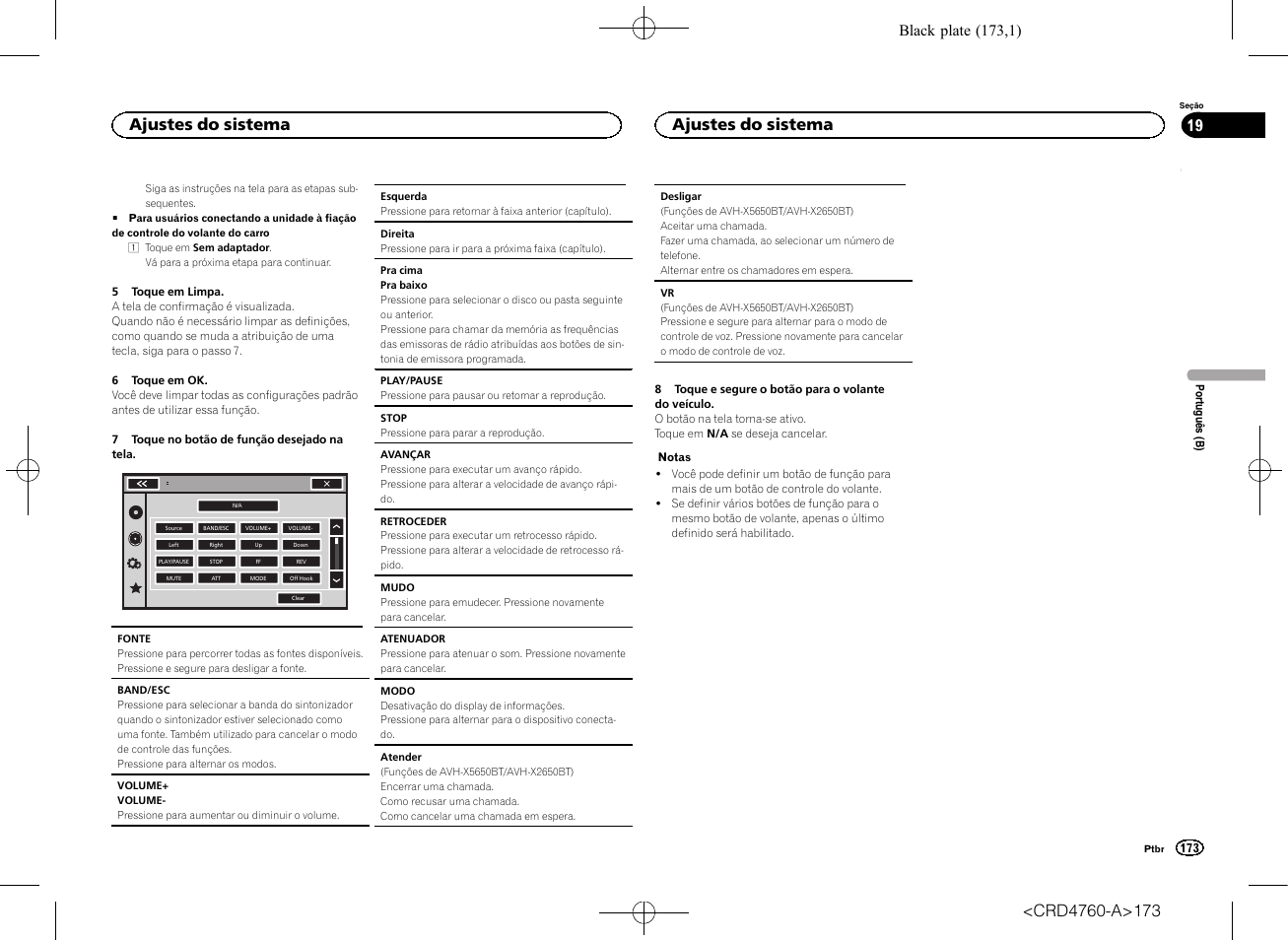 Ajustes do sistema, Black plate (173,1) | Pioneer AVH-X2650BT User Manual | Page 173 / 200