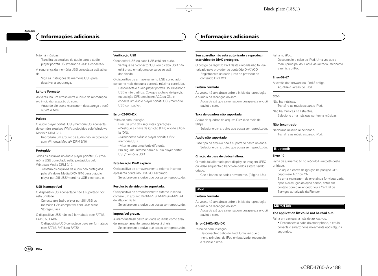 Informações adicionais | Pioneer AVH-X2650BT User Manual | Page 188 / 200