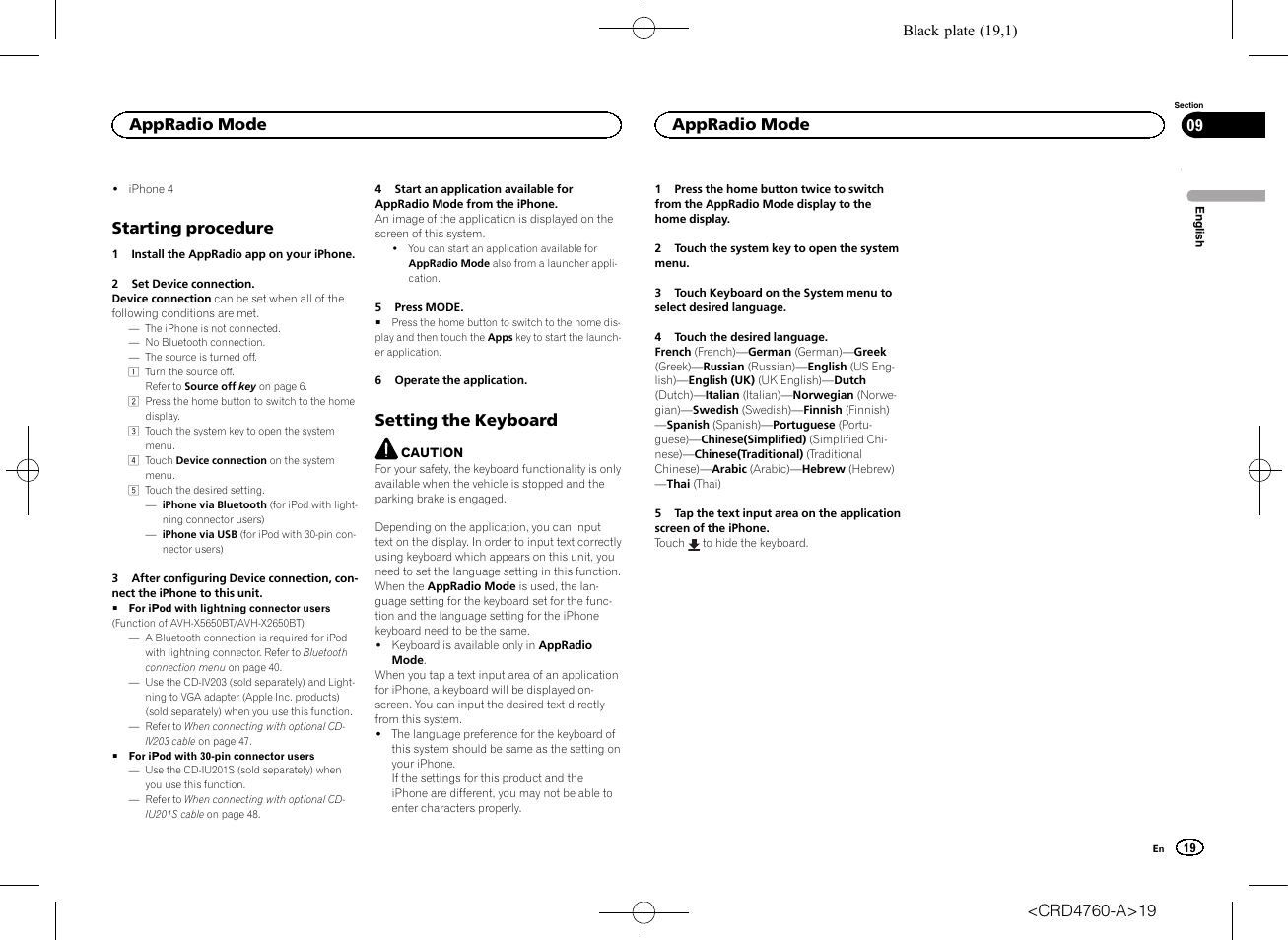 Starting procedure, Setting the keyboard, Appradio mode | Pioneer AVH-X2650BT User Manual | Page 19 / 200