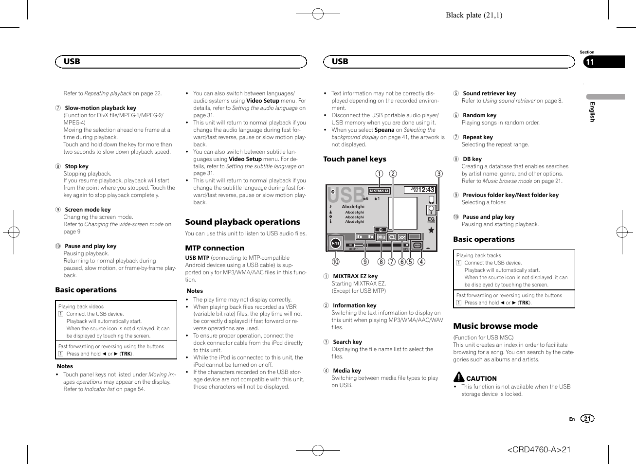 Sound playback operations, Music browse mode | Pioneer AVH-X2650BT User Manual | Page 21 / 200