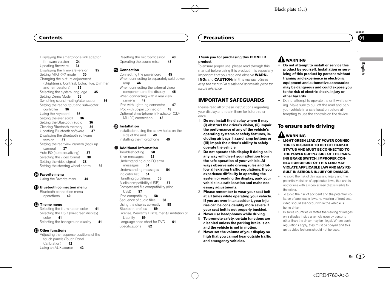 Pioneer AVH-X2650BT User Manual | Page 3 / 200