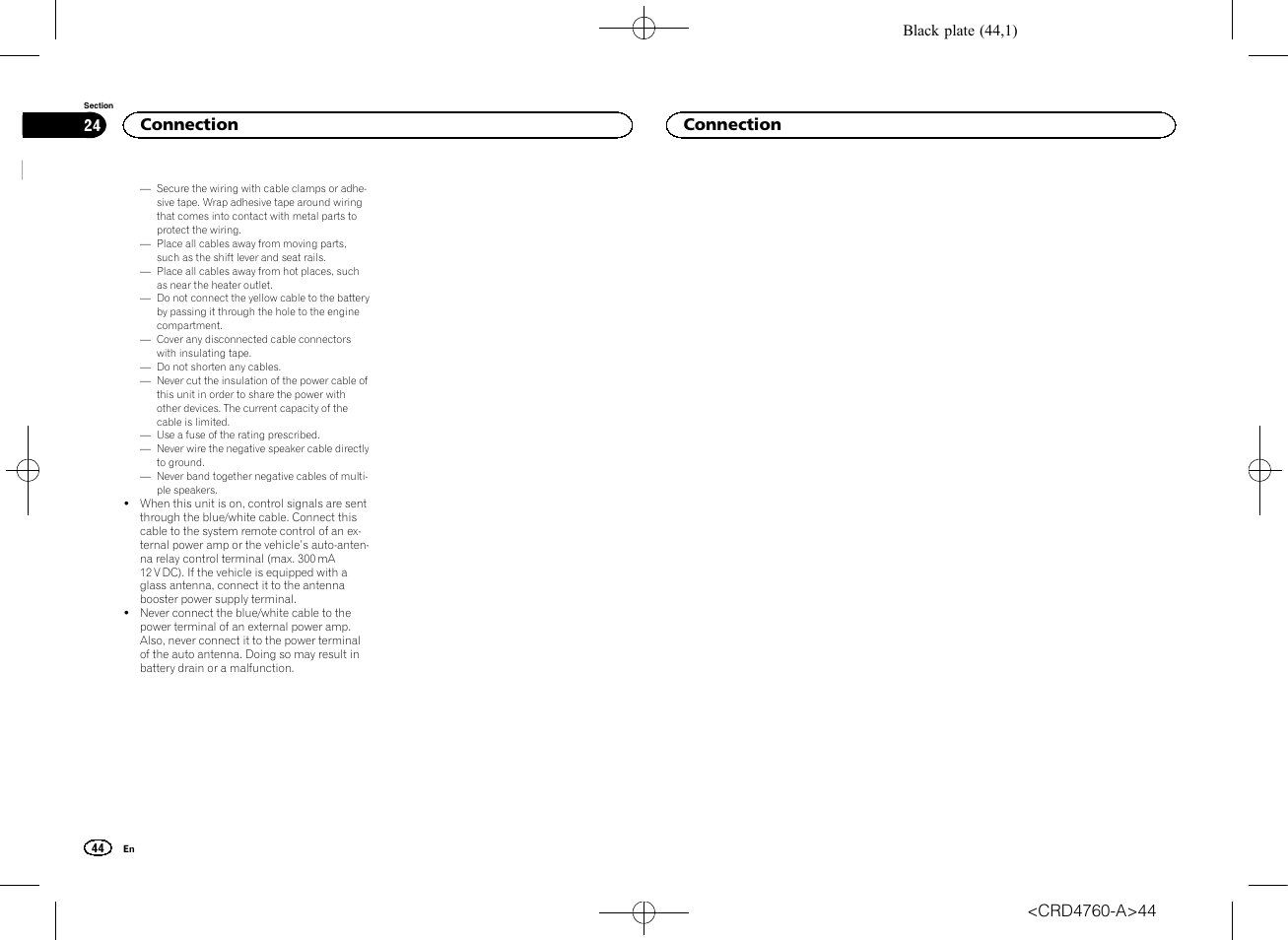 Connection | Pioneer AVH-X2650BT User Manual | Page 44 / 200