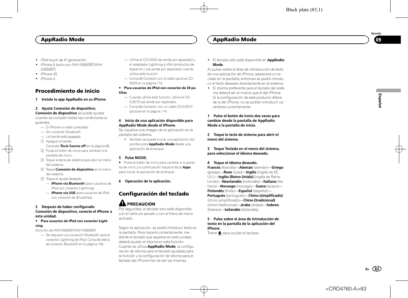 Procedimiento de inicio, Configuración del teclado, Appradio mode | Pioneer AVH-X2650BT User Manual | Page 83 / 200