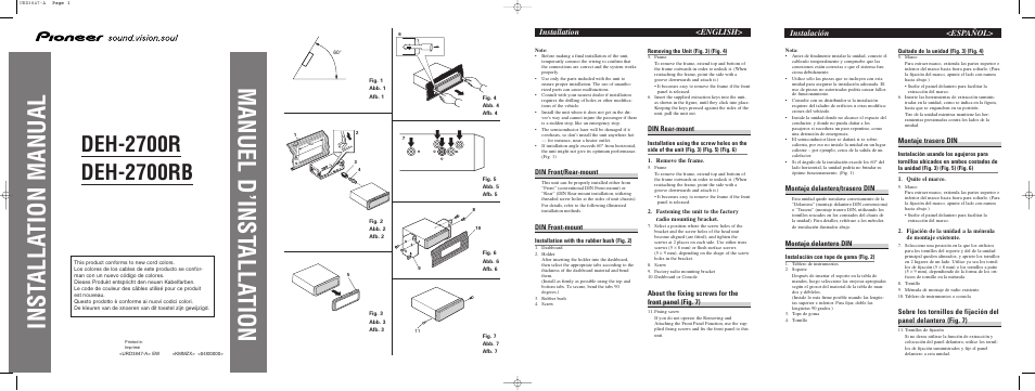 Pioneer DEH-2700RB User Manual | 6 pages