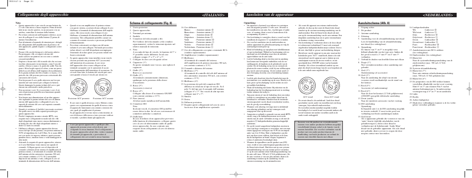 Collegamento degli apparecchio, Italiano, Nederlands> aansluiten van de apparatuur | Schema di collegamento (fig. 8), Aansluitschema (afb. 8) | Pioneer DEH-2700RB User Manual | Page 6 / 6