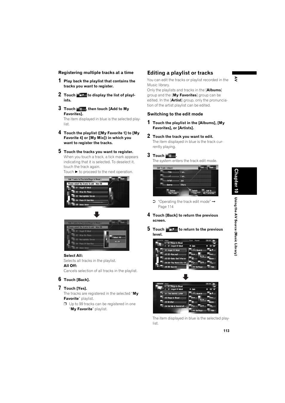 Editing a playlist or tracks 113 | Pioneer AVIC-HD3 RU User Manual | Page 115 / 194