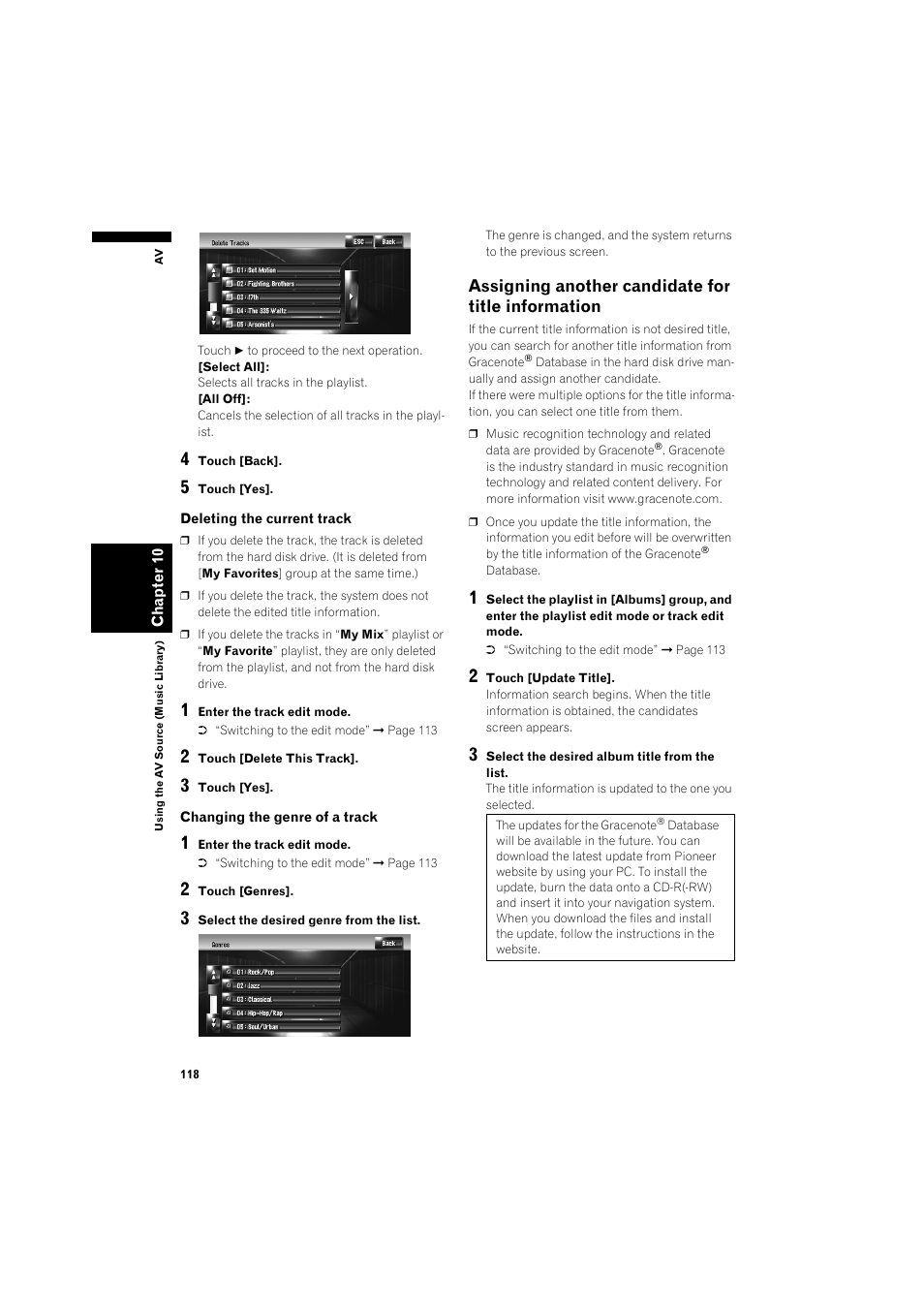 Assigning another candidate for title, Information 118, Assigning another candidate for title infor | Assigning another candidate for title information | Pioneer AVIC-HD3 RU User Manual | Page 120 / 194