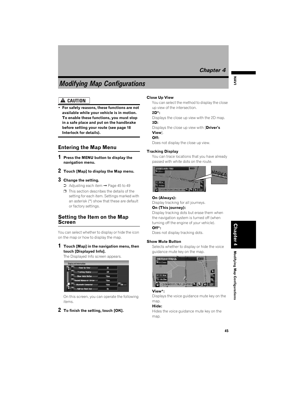 Modifying map configurations, Chapter 4 | Pioneer AVIC-HD3 RU User Manual | Page 47 / 194