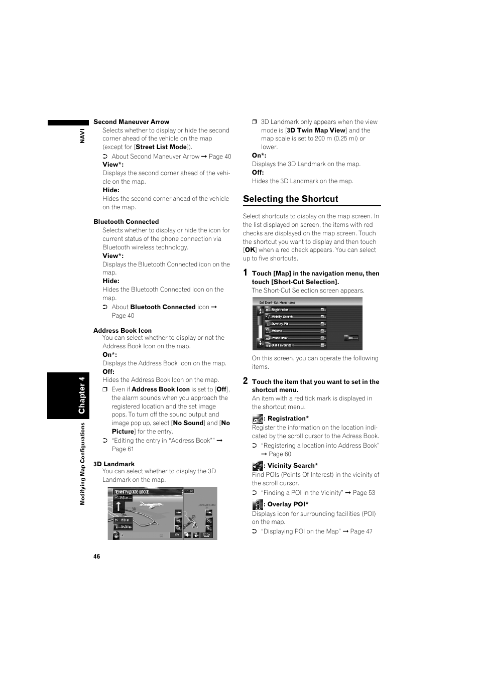 Selecting the shortcut 46, Selecting the shortcut | Pioneer AVIC-HD3 RU User Manual | Page 48 / 194