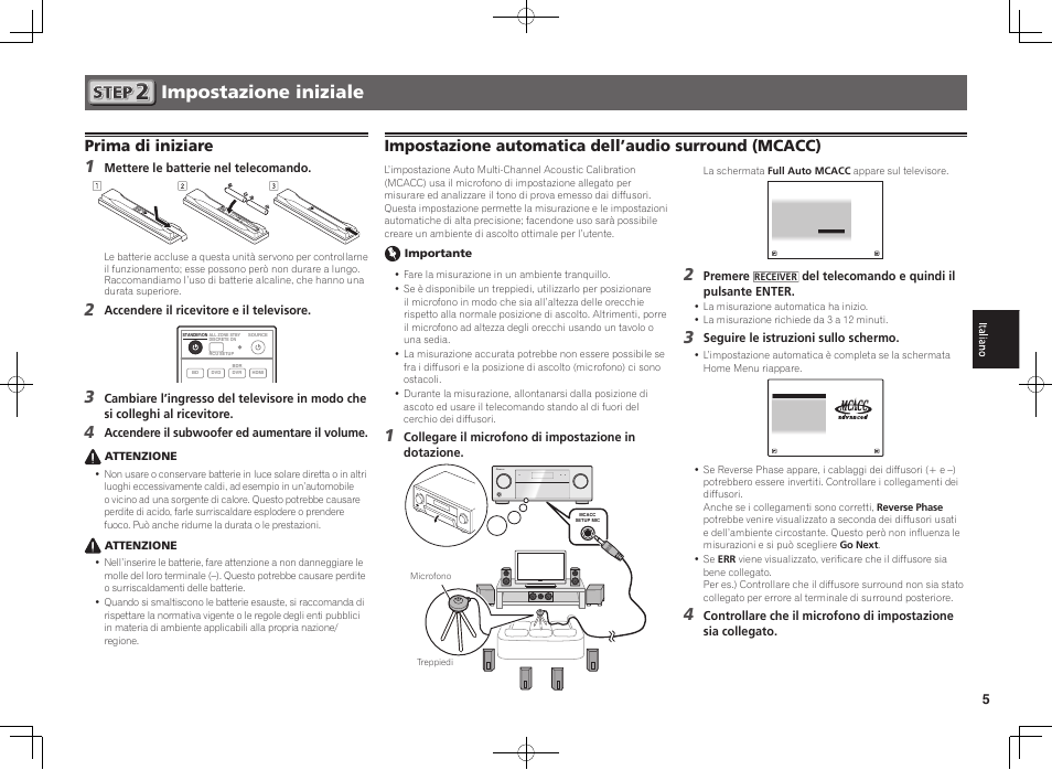 Impostazione iniziale, Prima di iniziare | Pioneer SC-1223-S User Manual | Page 23 / 44