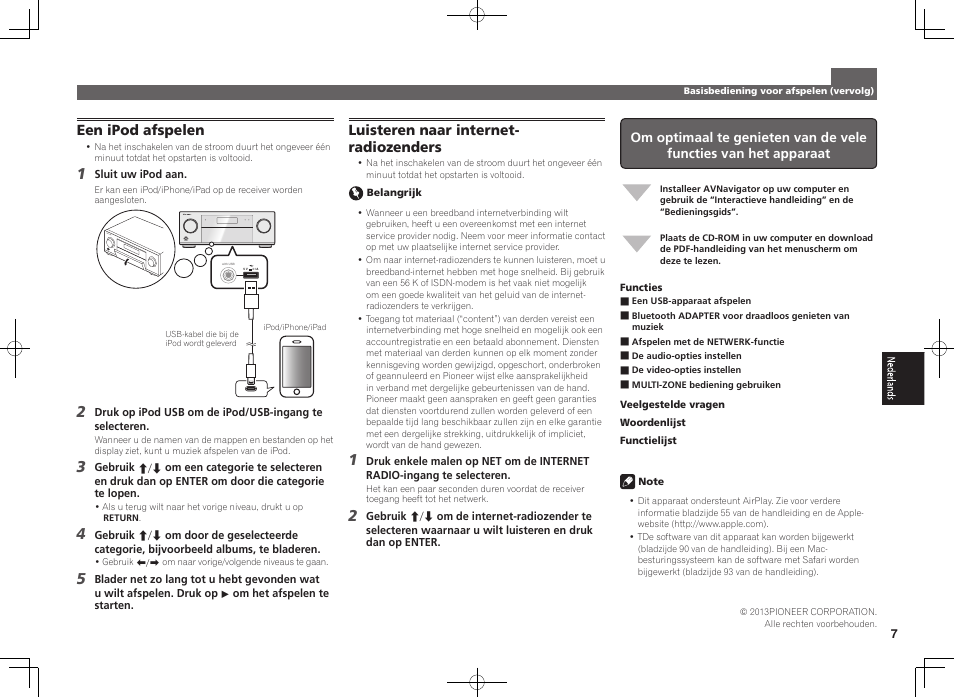 Een ipod afspelen, Luisteren naar internet- radiozenders | Pioneer SC-1223-S User Manual | Page 31 / 44