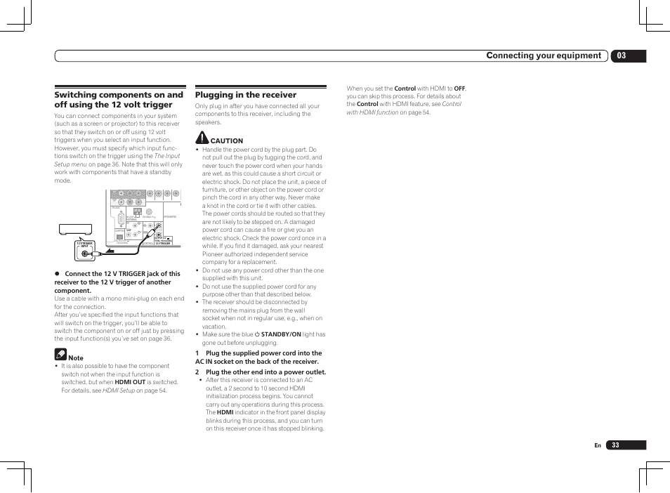 03 connecting your equipment, Plugging in the receiver | Pioneer SC-LX85 User Manual | Page 33 / 122