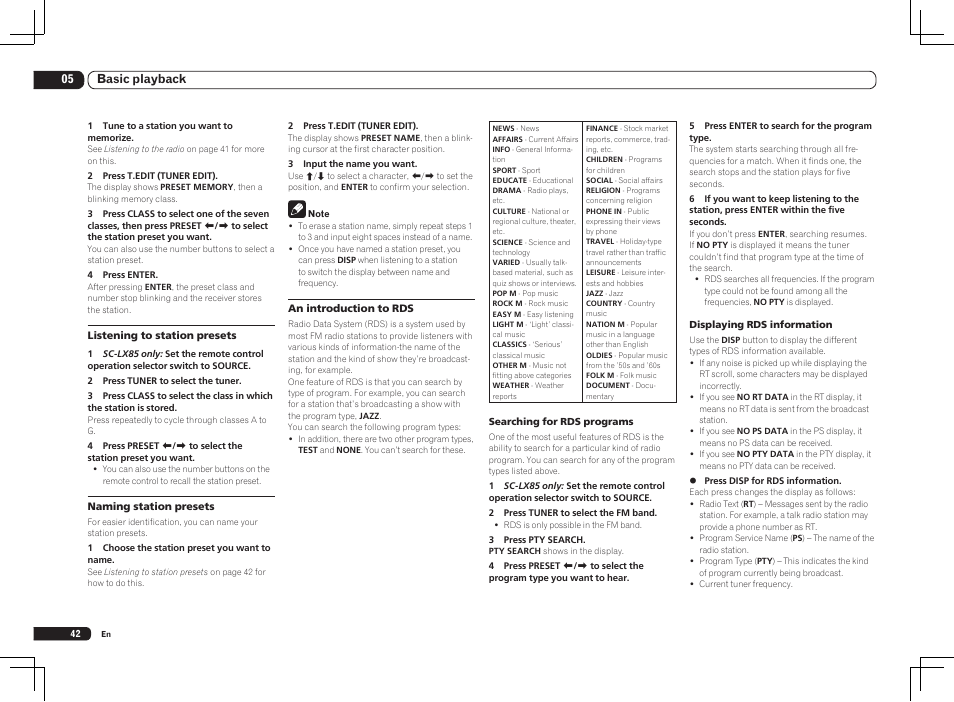 05 basic playback | Pioneer SC-LX85 User Manual | Page 42 / 122