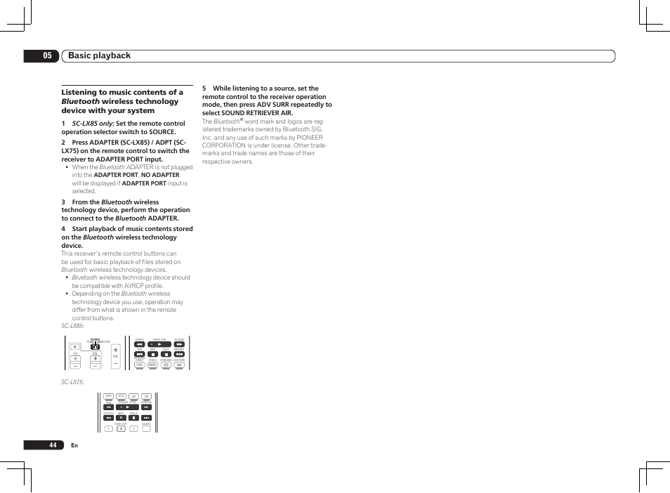 05 basic playback | Pioneer SC-LX85 User Manual | Page 44 / 122