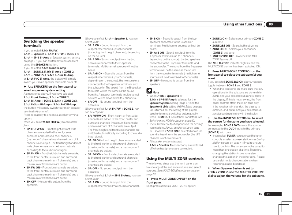 09 using other functions | Pioneer SC-LX85 User Manual | Page 61 / 122