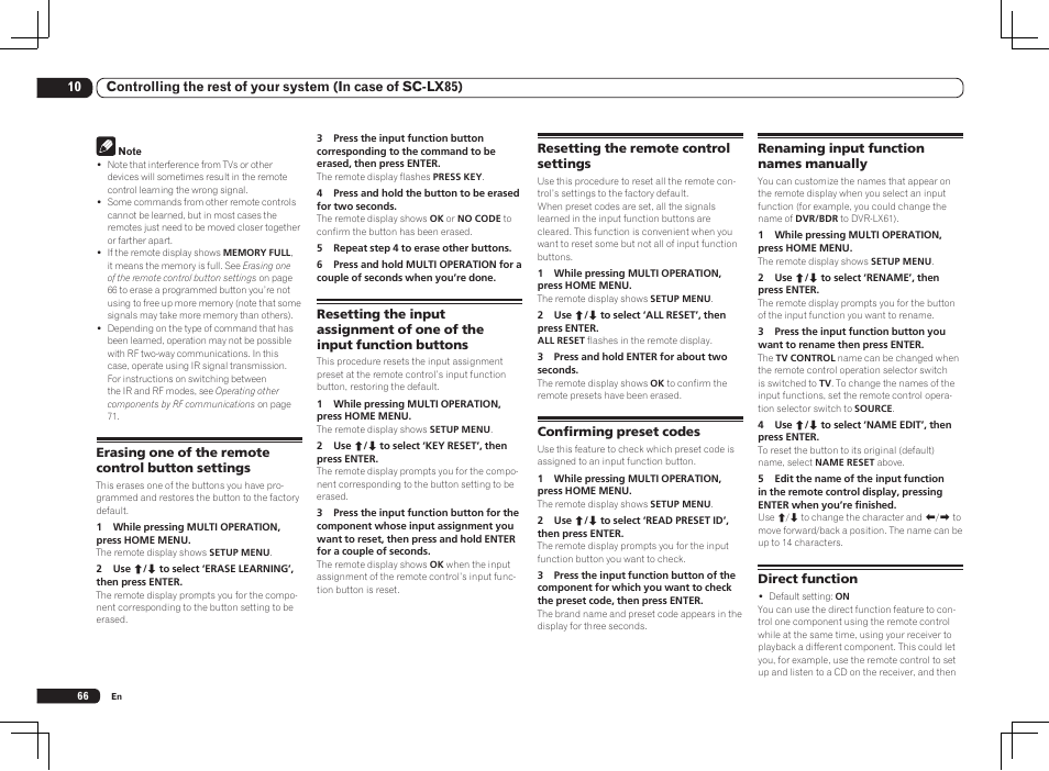 Pioneer SC-LX85 User Manual | Page 66 / 122