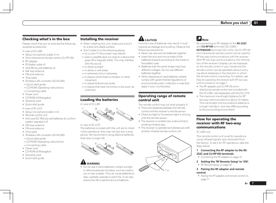 01 before you start | Pioneer SC-LX85 User Manual | Page 7 / 122