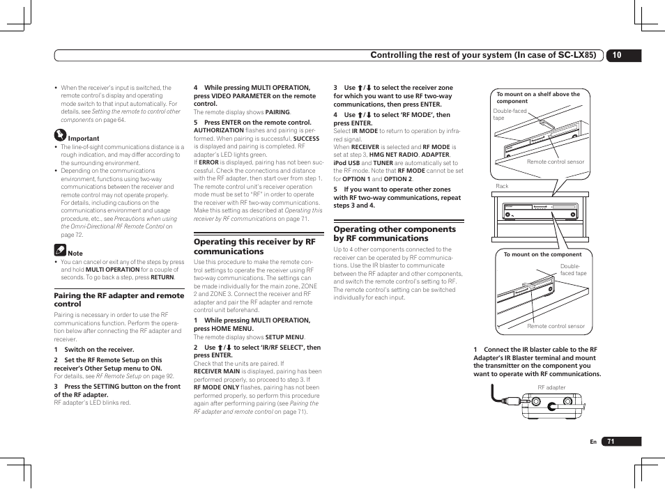 Pioneer SC-LX85 User Manual | Page 71 / 122