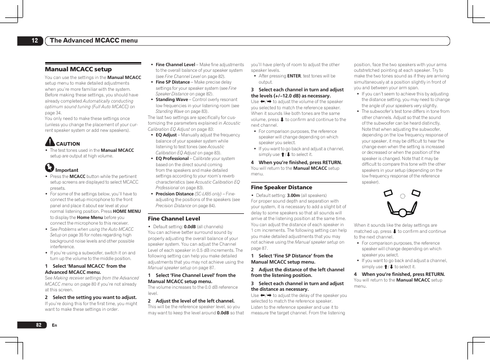 Manual mcacc setup, 12 the advanced mcacc menu | Pioneer SC-LX85 User Manual | Page 82 / 122
