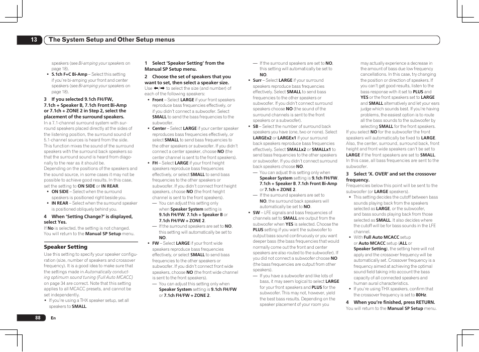 13 the system setup and other setup menus | Pioneer SC-LX85 User Manual | Page 88 / 122